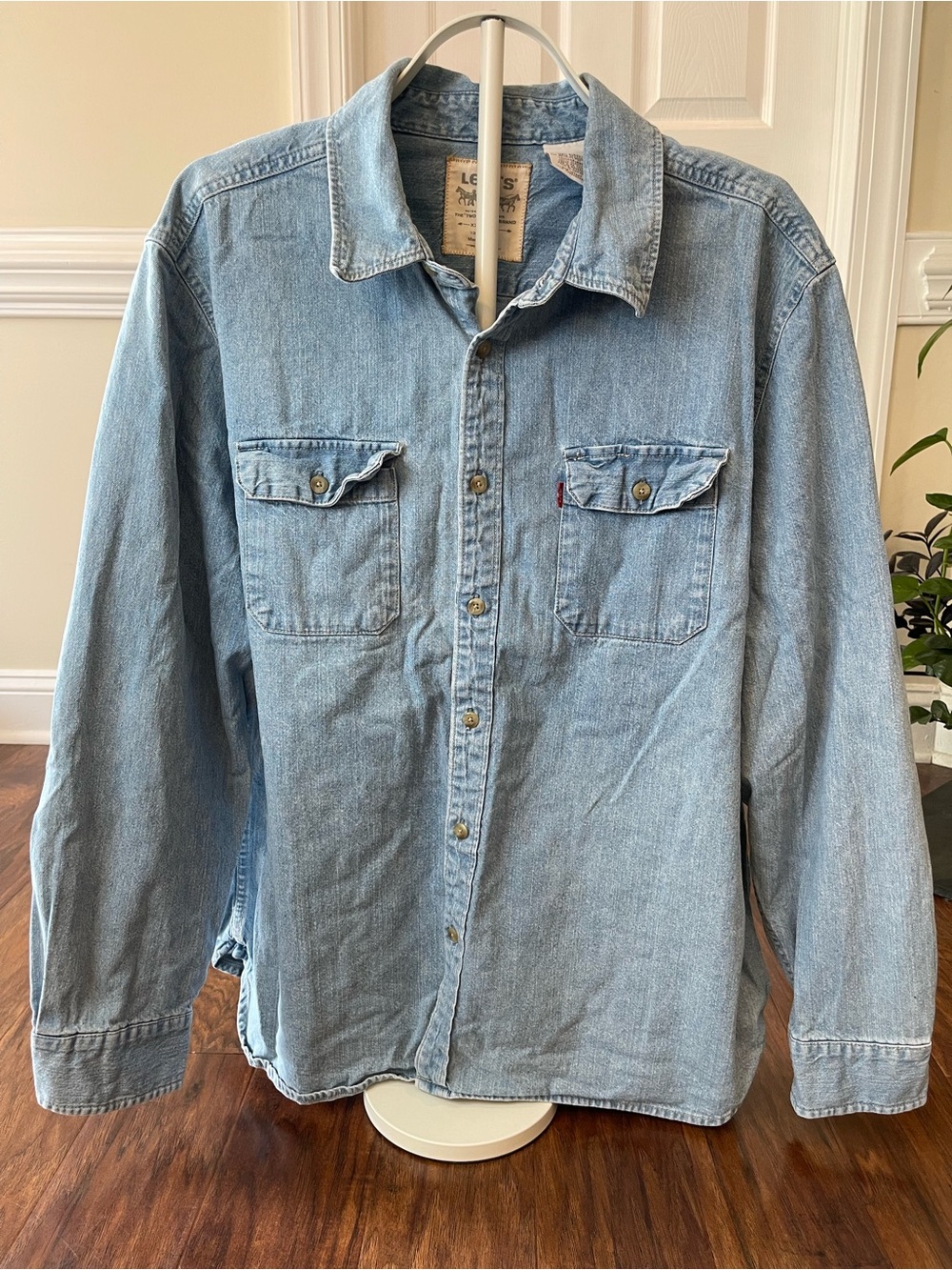 Levi's Light-Wash Denim Long-Sleeve Button-Up Shirt Dual Pockets Men's XXL